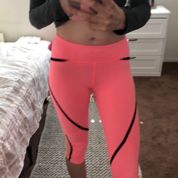 Lululemon cropped leggings orange Neon size 6 - Picture 8 of 8